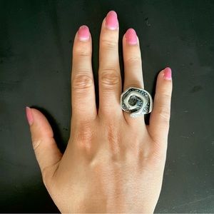 Sterling Silver Oxidized Swirl Ring, Silpada, Size 8